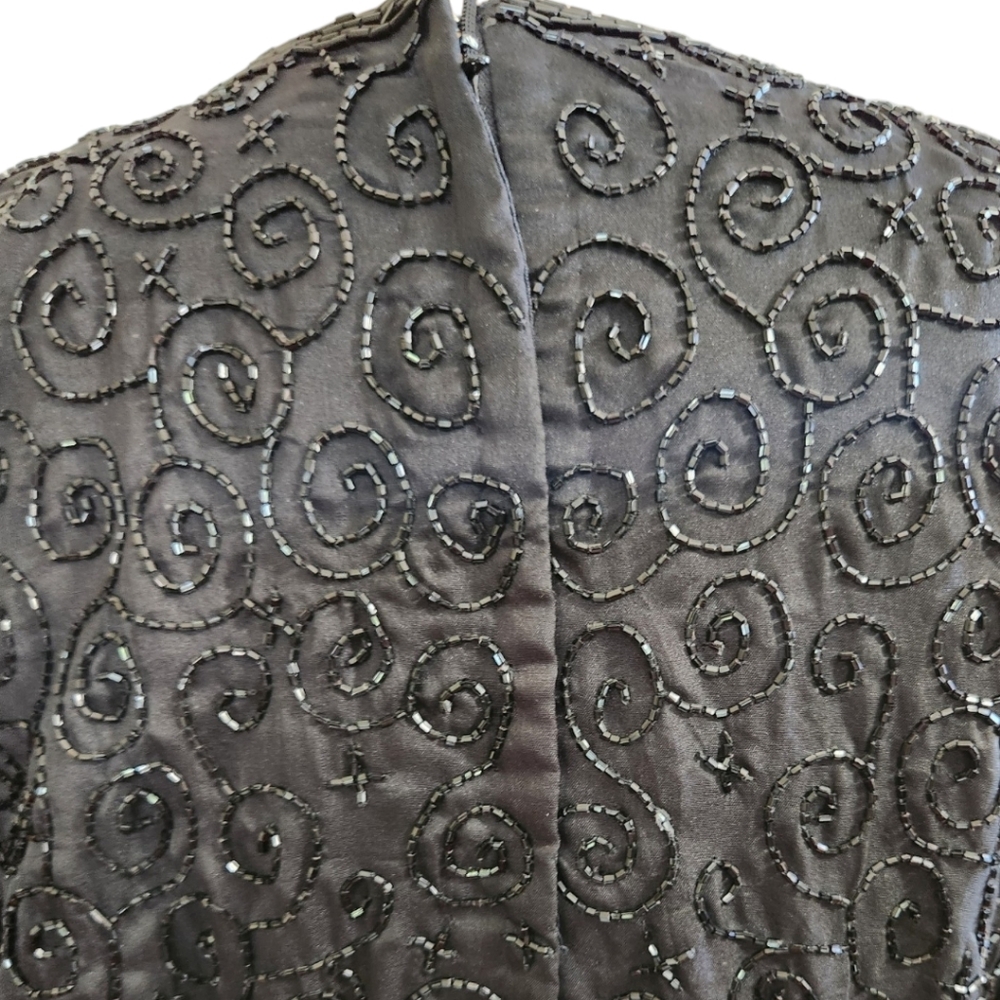 VINTAGE 1980s SISTER MAX Beaded Silk Sheath Cocktail Dress - Size M - Picture 8 of 10